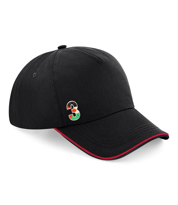 Piped 5-Panel Performance Cap Black/Classic Red Code: P5PCBR-01