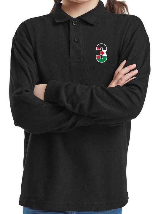 Kids Long Sleeve Polycotton Polo Black 3-4yrs to 14-15yrs Code: KLSPB-180