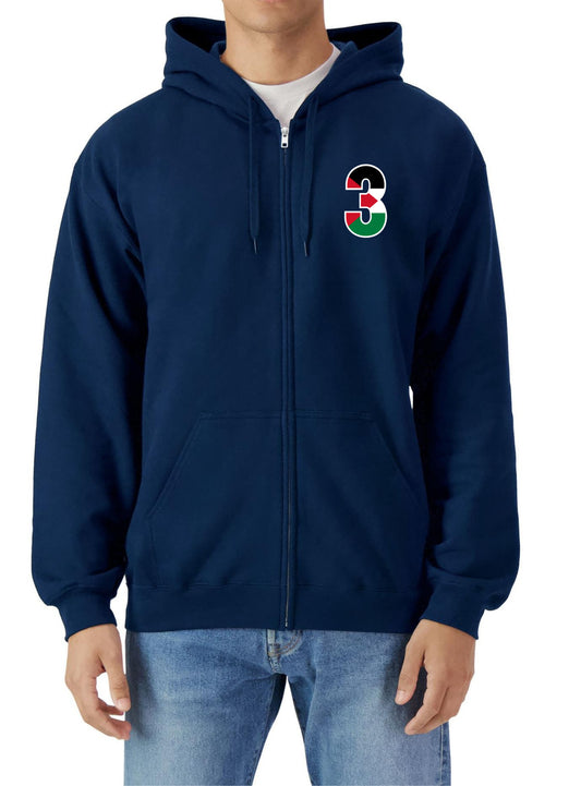 Midweight Fleece Zip Hoodie Sweatshirt Navy S-4XL Code: MFZHN-285